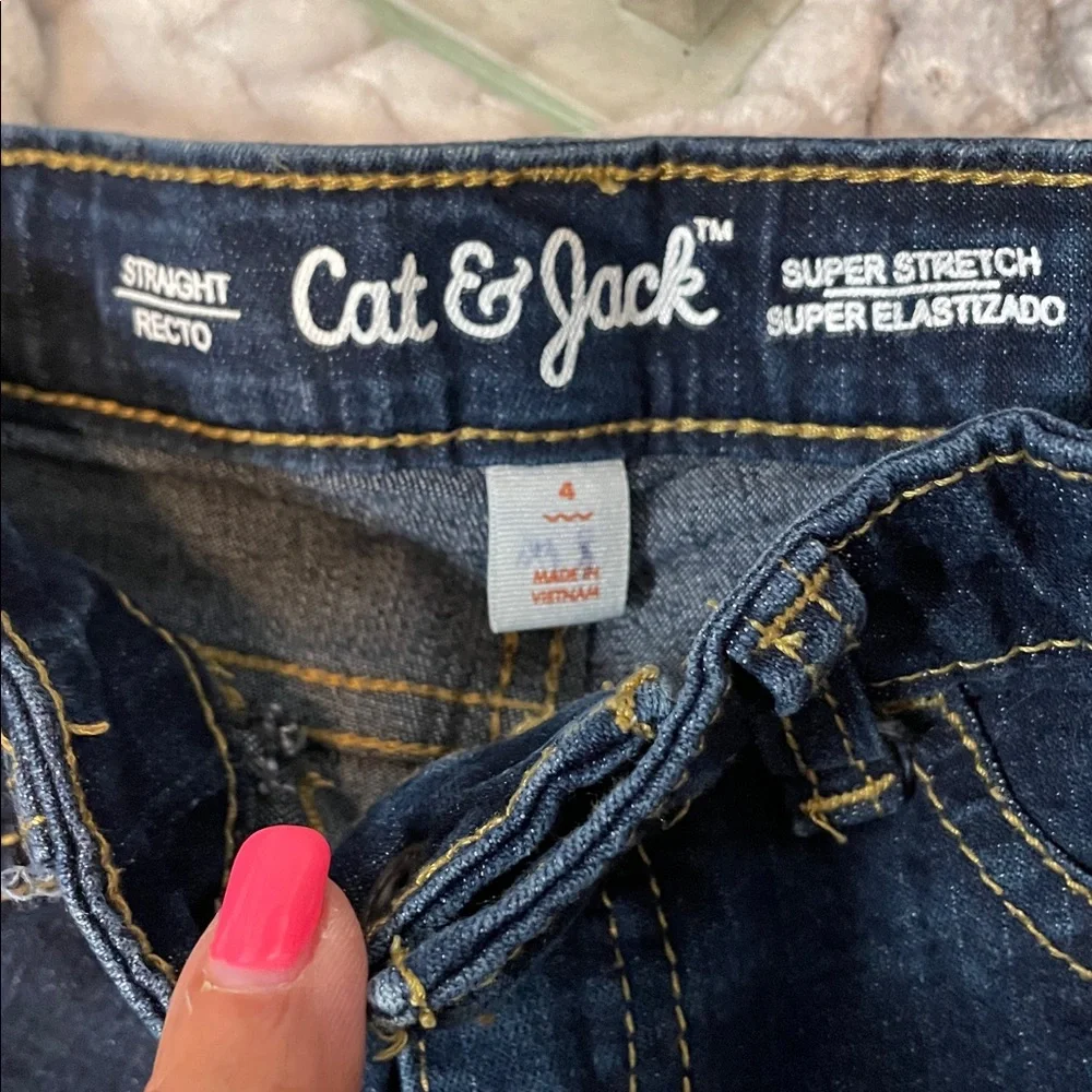 2 pcs Cat & Jack Jeans 4 & Multicolor Striped Top & Rugged Butt Shirt 3T Set